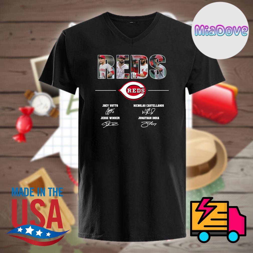 Cincinnati Reds Signatures Shirt, Joey Votto, Nicholas Castellanos