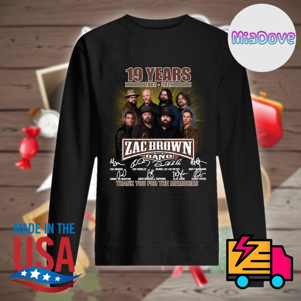 19 years 2002 2021 Zac Brown band signatures thank you for the memories s Sweater