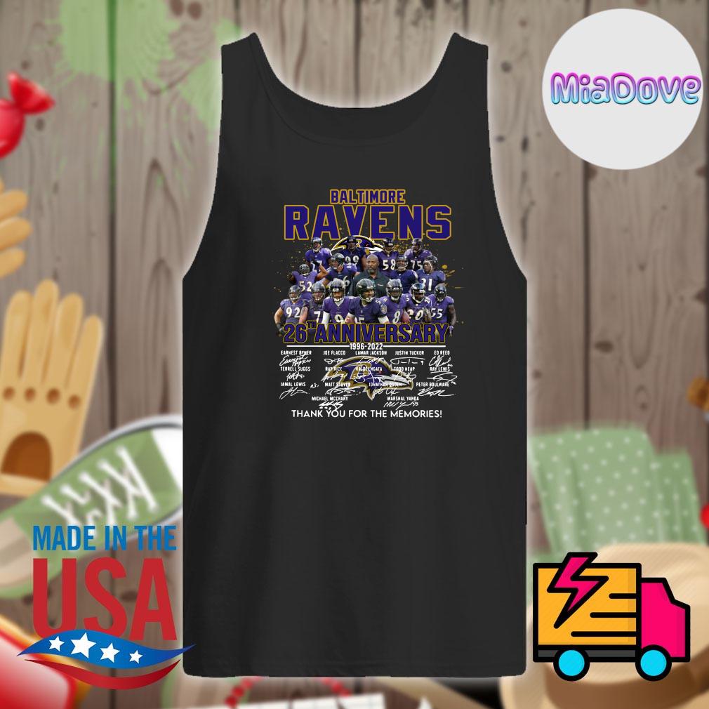 Baltimore Ravens 26th anniversary 1996 2022 signatures thank you for the memories s Tank-top