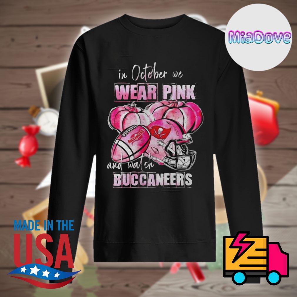 Breast Cancer In october we wear pink and watch Buccaneers Halloween s Sweater