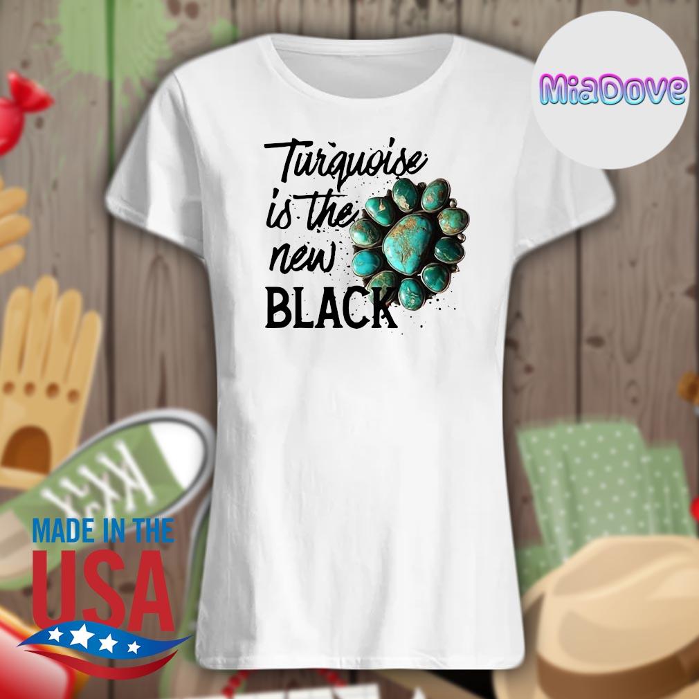 black and turquoise shirt