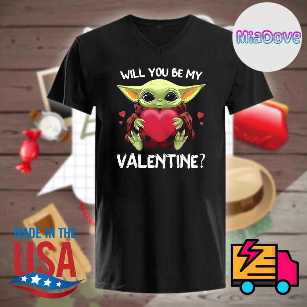 Baby Yoda be mine happy valentine's day heart love t-shirt